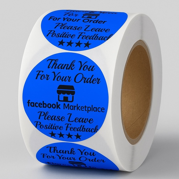 STICKERAFT Other - Thank You For Your Facebook Purchase - Stickers / Labels / Seals -2 " ROUND BLUE